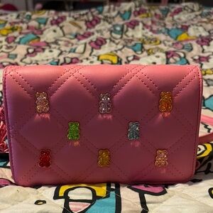 Pink Quilted Women's Bag with Colorful Accents